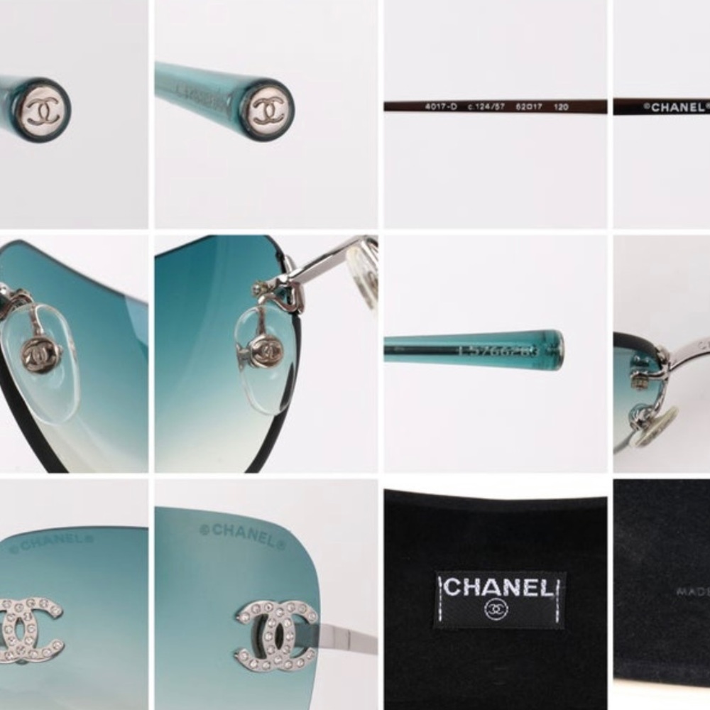 SOLD💋 RARE CHANEL Rimless Sunglasses 4017 D Teal Gradient Rate A+ - Picture 6 of 16